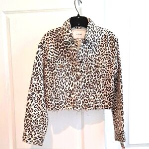 Leopard Print Cropped Jean Jacket